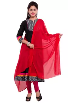 Red Plain Dupatta