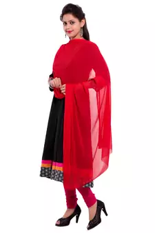Red Plain Dupatta