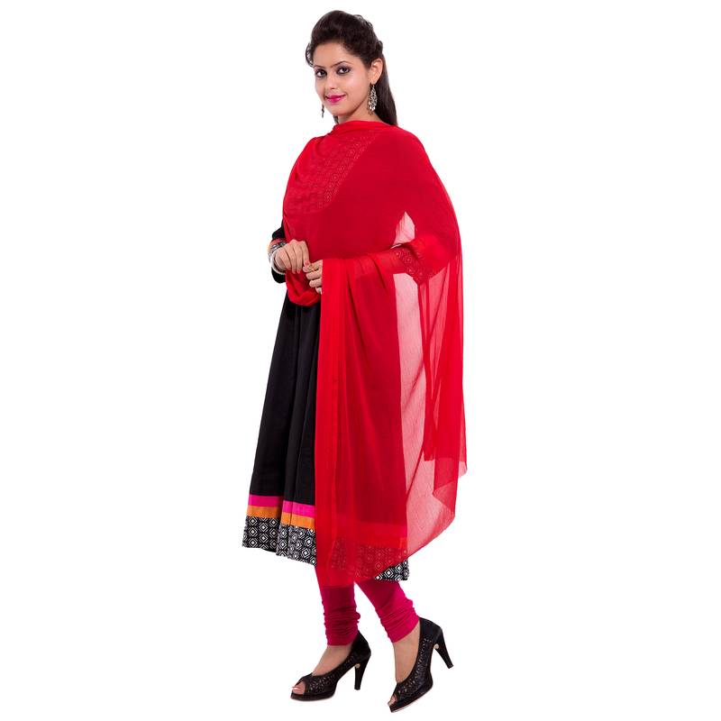 Red Plain Dupatta