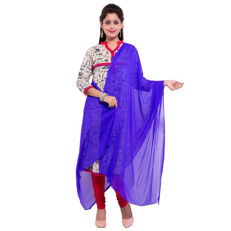 Blue Plain Dupatta