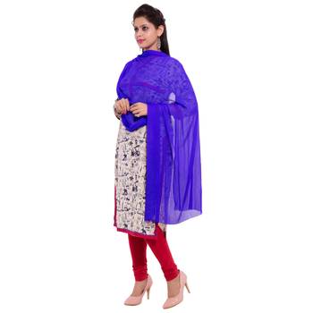 Blue Plain Dupatta 3