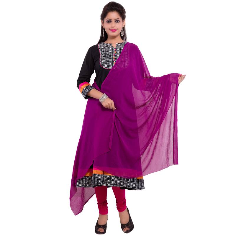 Purple Plain Dupatta