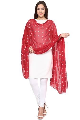 Red Bandhej Dupatta