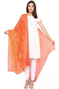 Orange Bandhej Dupatta