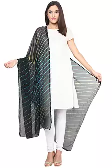 Black Multi Lahariya Dupatta