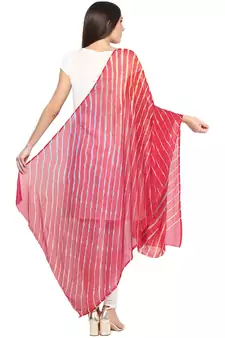 Red Multi Lahariya Dupatta