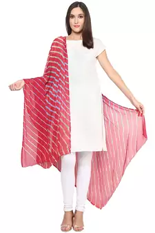Red Multi Lahariya Dupatta