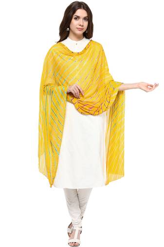 Yellow Multi Lahariya Dupatta
