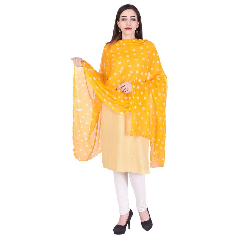 Yellow Bandhej Dupatta