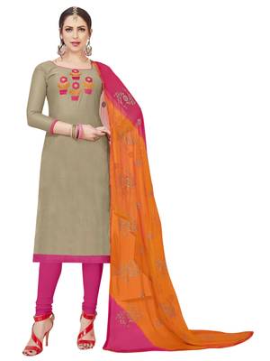 Grey Embroidered Art Silk Salwar With Dupatta 1