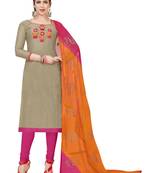 Grey Embroidered Art Silk Salwar With Dupatta