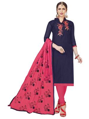 Blue Embroidered Art Silk Salwar With Dupatta 1