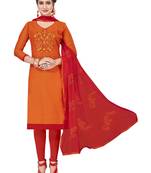 Orange Embroidered Art Silk Salwar With Dupatta
