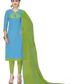 Blue Embroidered Art Silk Salwar With Dupatta