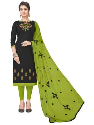 Black Embroidered Cotton Salwar With Dupatta 1