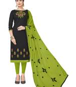 Black Embroidered Cotton Salwar With Dupatta