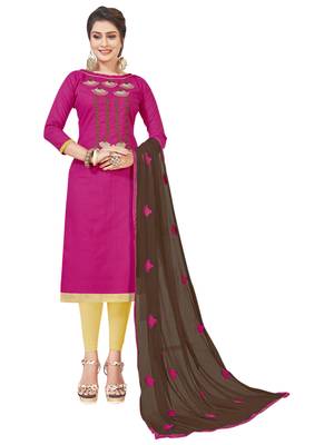 Pink Embroidered Cotton Salwar With Dupatta 1