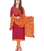 Pink Embroidered Cotton Salwar With Dupatta