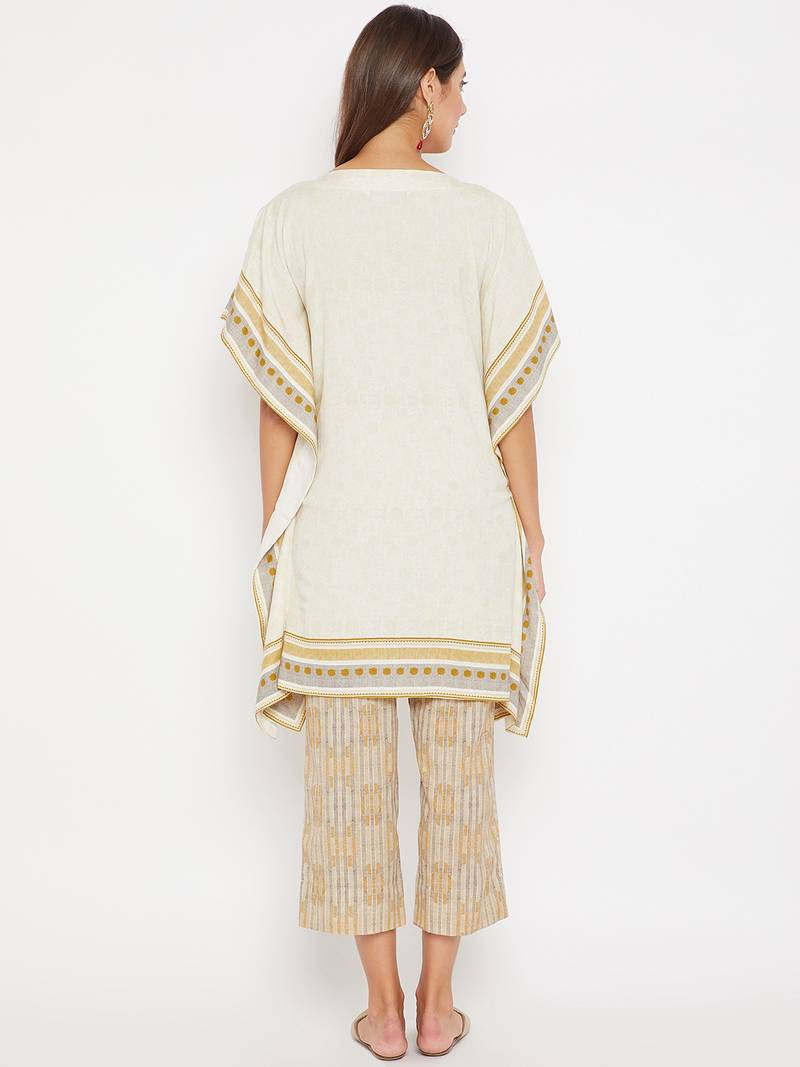 Off white embroidered cotton kurti