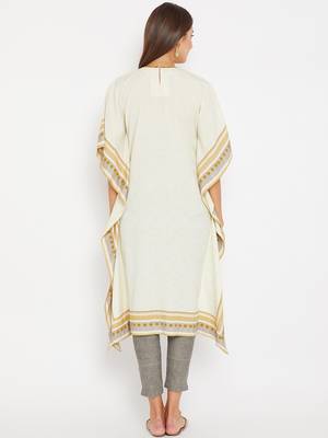 Off white embroidered cotton kurti 5