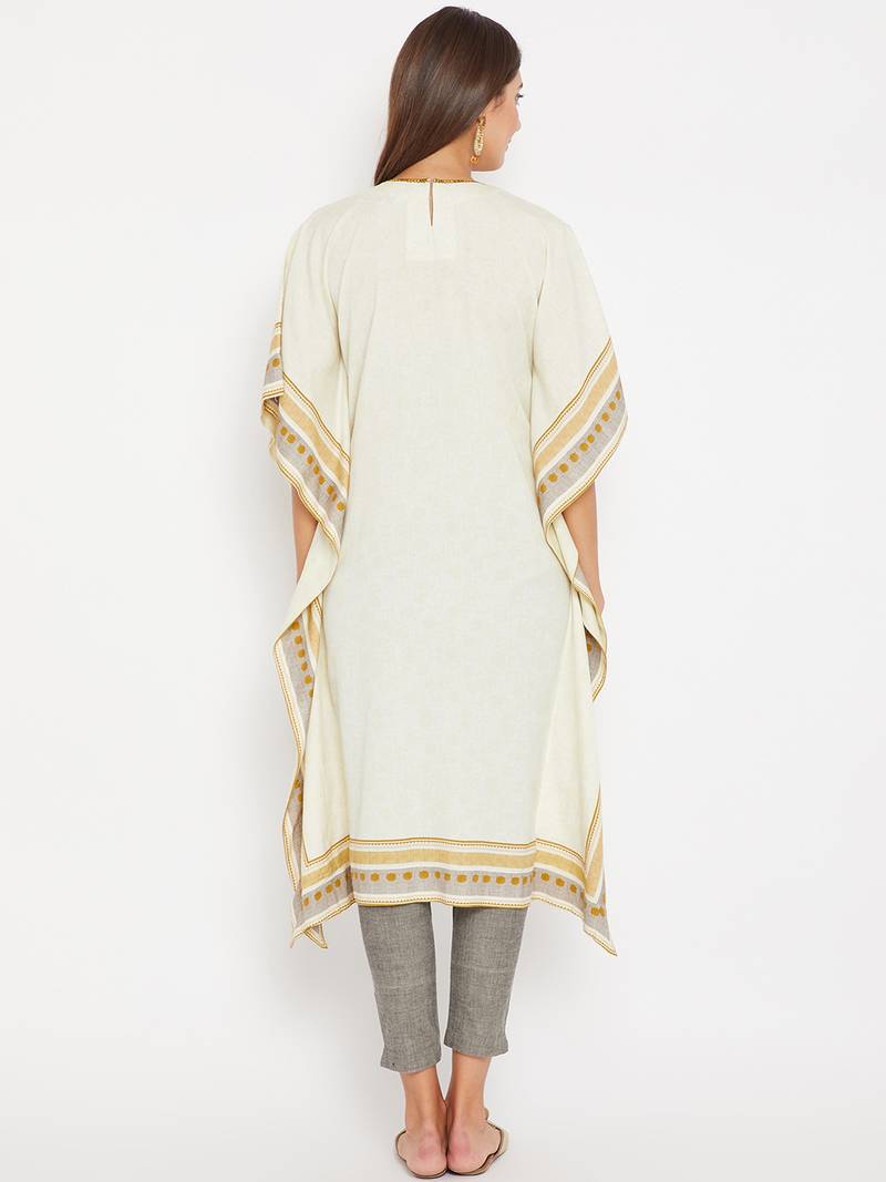 Off white embroidered cotton kurti