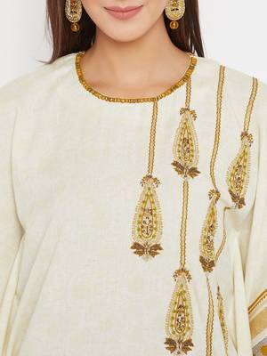 Off white embroidered cotton kurti 6