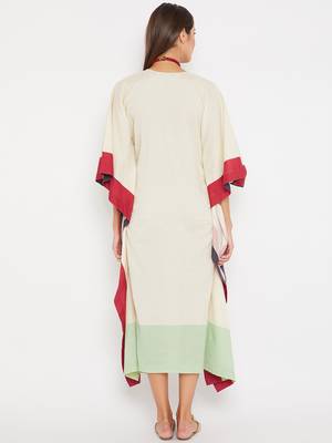 Off white embroidered cotton kurti 4