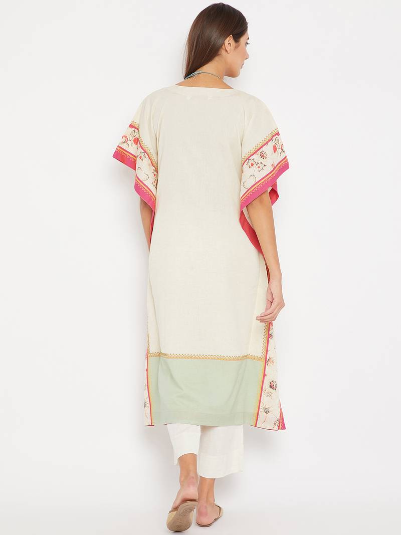 Off white embroidered cotton kurti