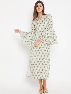 Green printed cotton kurti 1