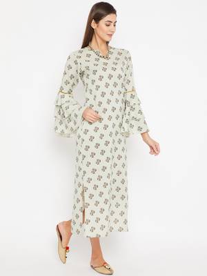 Green printed cotton kurti 3