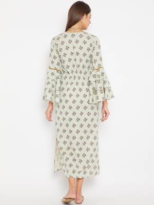 Green printed cotton kurti 4