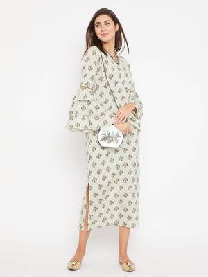 Green printed cotton kurti 6
