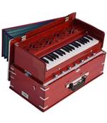 Safri Harmonium- 3¼ Octave -Portable, Traveler, Baja, 7 Stop (3 Drone), 2 Set Reed- Bass/Male, Dark Color, Tuning: 440Hz