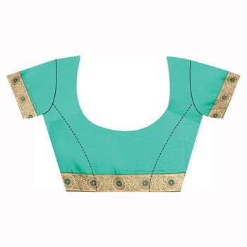 Multicolor Embroidered   Raw Silk Saree With Blouse 3