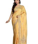 Beige Embroidered Silk Saree With Blouse