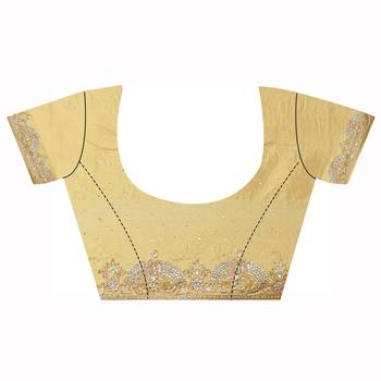 Beige Embroidered Silk Saree With Blouse 3