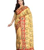 Beige Embroidered Silk Saree With Blouse