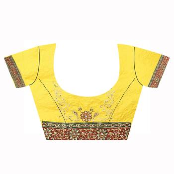 Yellow Embroidered Silk Saree With Blouse 3