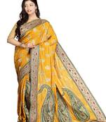 Mustard Embroidered Silk Saree With Blouse
