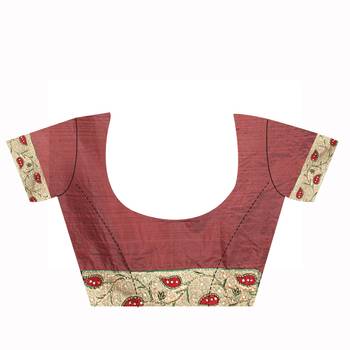 Maroon Embroidered Silk Saree With Blouse 3