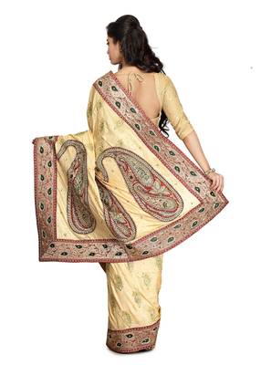 Beige Embroidered Silk Saree With Blouse 2