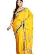 Yellow Embroidered Silk Saree With Blouse