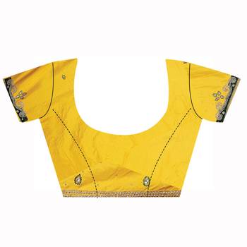 Yellow Embroidered Silk Saree With Blouse 3