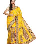 Yellow Embroidered Silk Saree With Blouse