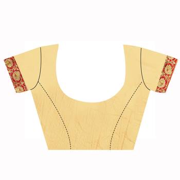 Beige Embroidered Silk Saree With Blouse 3