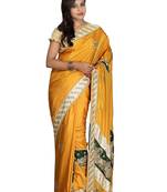 Mustard Embroidered Silk Saree With Blouse
