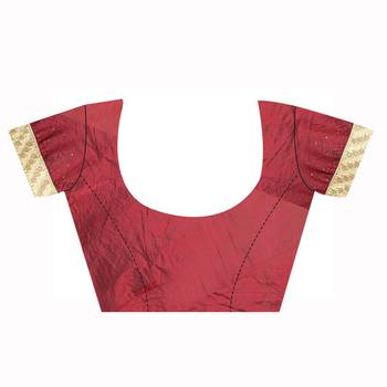 Maroon Embroidered Silk Saree With Blouse 3