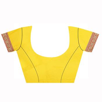 Mustard Embroidered Silk Saree With Blouse 3