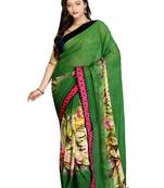 Green Embroidered Viscose Saree With Blouse