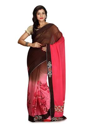 Multicolor Embroidered Viscose Saree With Blouse 1
